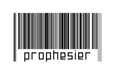 Beyaz arkaplanda barkod ve altta da kehanet var. Ticaret ve küreselleşme kavramı