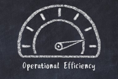 Yüksek değerli ve iskripsiyon operasyonel verimliliği olan bir tebeşir çizimi. Yüksek KPI kavramı. 