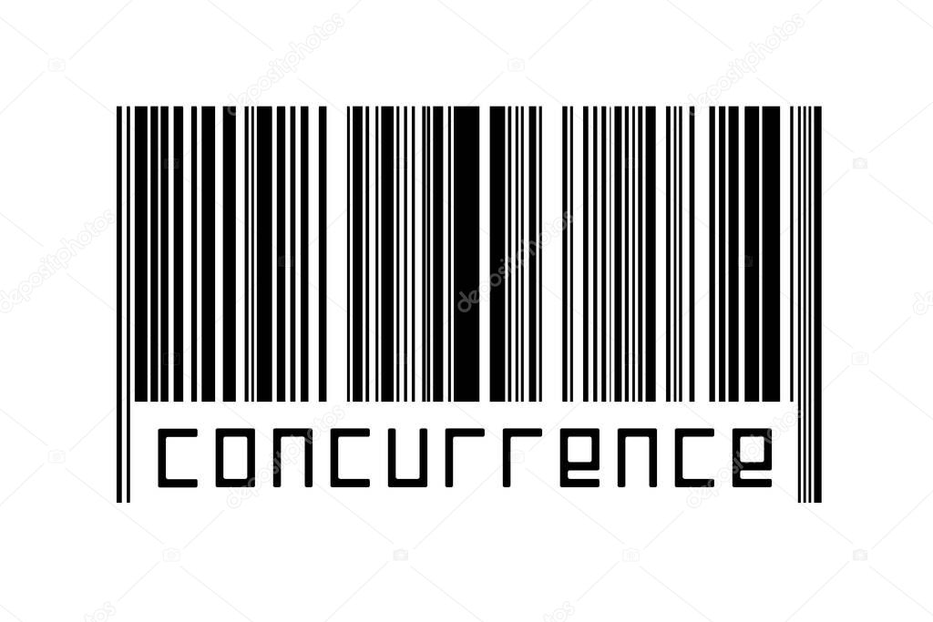 Barcode on white background with inscription concurrence below. Concept of trading and globalization