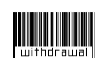 Beyaz arkaplanda barkod ve yazıt geri çekilmesi. Ticaret ve küreselleşme kavramı
