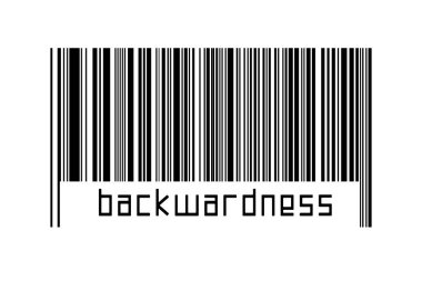 Beyaz arkaplanda barkod ve altta yazılar var. Ticaret ve küreselleşme kavramı