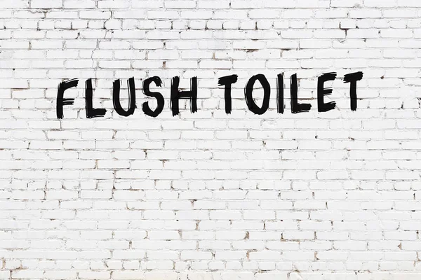 Inscription Flush Toilet Written Black Paint White Brick Wall — Stock Photo, Image