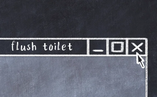 Chalk Sketch Closing Browser Window Page Header Inscription Flush Toilet — Stock Photo, Image