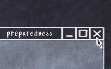 Tarayıcı penceresini başlık hazırlığıyla kapatılıyor. Tebeşir çizimi. Sorunlarla başa çıkma kavramı