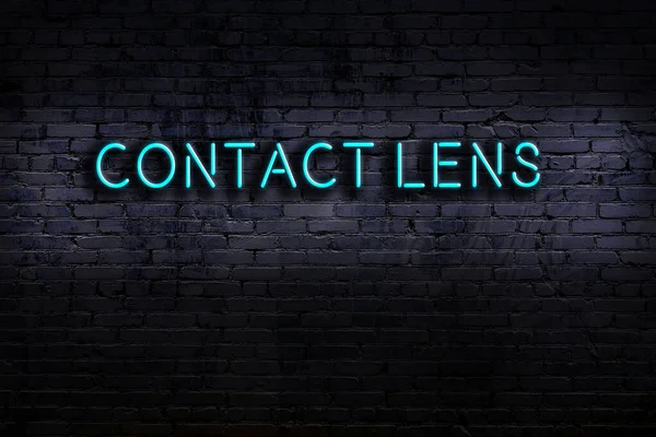 Leuchtreklame Mit Aufschrift Kontaktlinse Gegen Ziegelwand Nachtsicht — Stockfoto