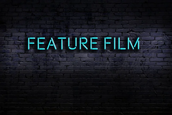Neon Sign Brick Wall Night Inscription Feature Film — Stock Photo, Image