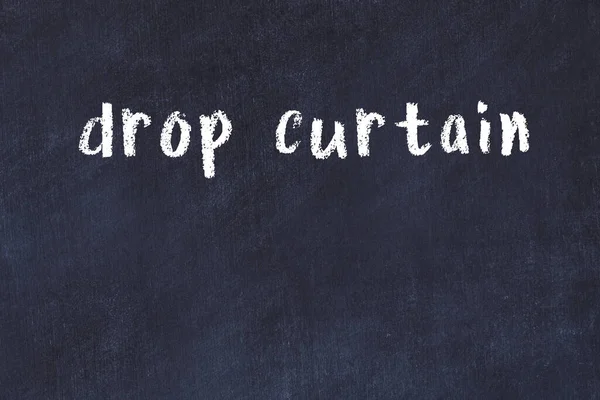 Closing browser window with caption drop curtain. Chalk drawing. Concept of dealing with trouble