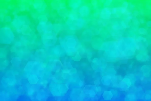 带有六边形突出点的绿色和蓝色抽象脱焦背景 — 图库照片