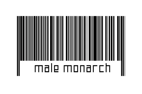 Ψηφιοποίηση Έννοια Barcode Μαύρο Οριζόντιες Γραμμές Επιγραφή Αρσενικό Μονάρχη Παρακάτω — Φωτογραφία Αρχείου