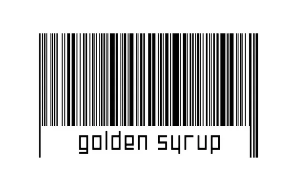 Barcode Λευκό Φόντο Επιγραφή Χρυσό Σιρόπι Παρακάτω Έννοια Του Εμπορίου — Φωτογραφία Αρχείου