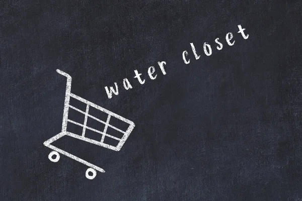 Chalk Drawing Shopping Cart Word Water Closet Black Chalboard Concept — Stock Photo, Image