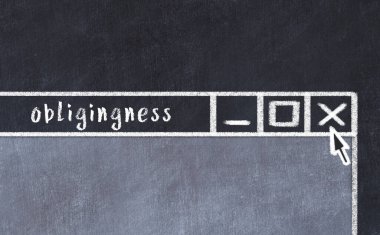 Tarayıcı penceresini başlık zorunluluğu ile kapatılıyor. Tebeşir çizimi. Sorunlarla başa çıkma kavramı