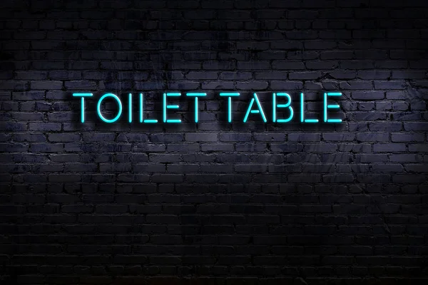 Neon Sign Inscription Toilet Table Brick Wall Night View — Stock Photo, Image