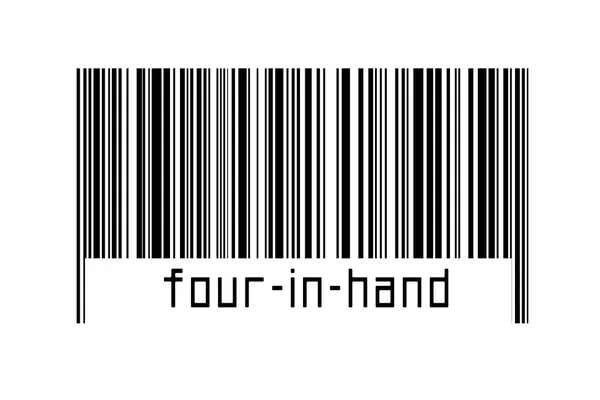 Barcode Auf Weißem Hintergrund Mit Aufschrift Four Hand Unten Konzept — Stockfoto