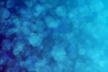 koyu mavi ve mavi soyut çıkarılmış arkaplan altıgen şekilli bokeh benekleri ile