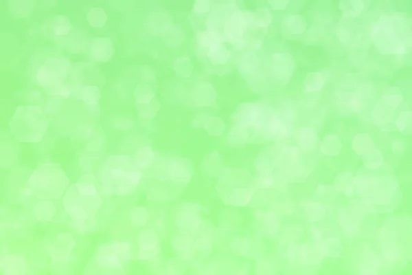 Hellgrüner Abstrakter Defokussierter Hintergrund Mit Sechseckigen Bokeh Flecken — Stockfoto