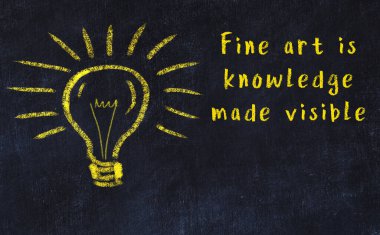 Bir karatahtaya ve bir ampul çizimine elle yazılmış akıllı bir alıntı.