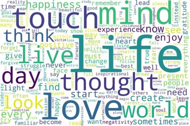 Beyaz arka planda kelime etiketi bulutu. Yaşam kavramı.