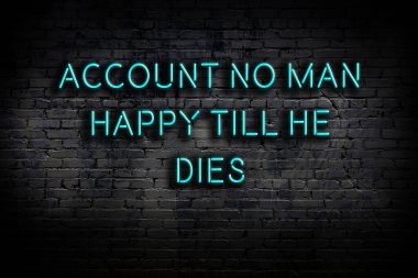 Zekice ve motive edici bir alıntı. Karanlıkta duvarda neon levhası