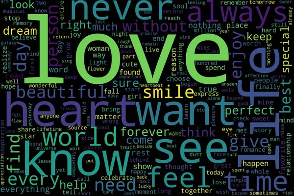 Word Cloud Love Koncepció Fekete Háttér — Stock Fotó