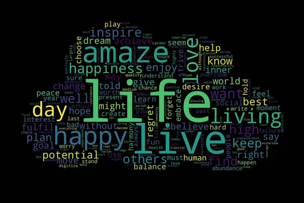 Word Cloud Life Concept Zwarte Achtergrond — Stockfoto