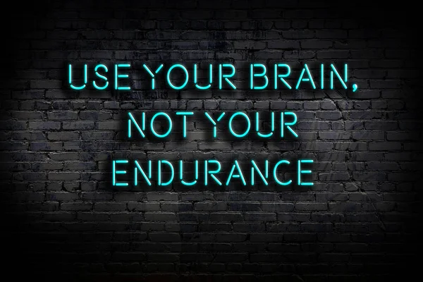 Smart Motivational Quotation Neon Sign Brick Wall Darkness — Stock Photo, Image