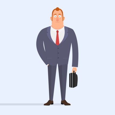 Takım elbiseli adam ışık arka plan üzerinde duruyor. Ofis çalışanı.