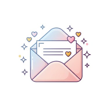 Aşk mesajını ya da sevgililer günü mektubunu sembolize eden bir zarf çizimi