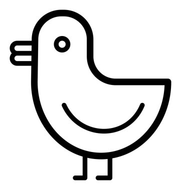 Ayakta duran bir ördeği ya da gagalı bir su kuşunu gösteren basit bir taslak..