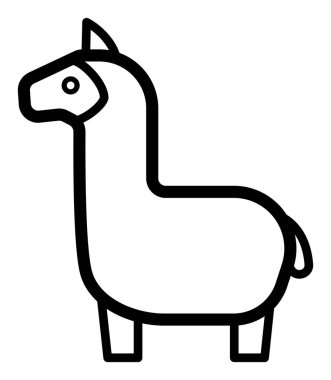 Ayakta duran bir lama ya da uzun boyunlu bir alpakanın yan görünümünü gösteren basit bir taslak..