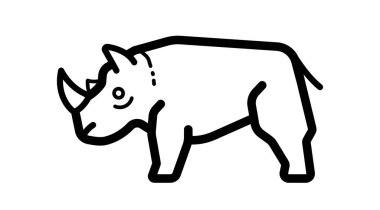 Burnunda boynuz olan ayakta duran bir gergedanı tasvir eden basit bir taslak..