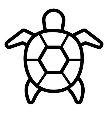 Altıgen kabuklu basit bir deniz kaplumbağası çizimi..