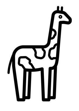 Ayakta duran benekli bir zürafanın basit siyah çizgisi..
