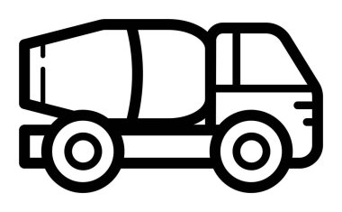 Çimento karıştırıcı kamyonunun siyah beyaz çizimi