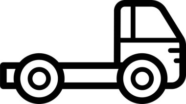 Tekerlekleri ve kulübesi olan basit bir kamyon çizgisi.