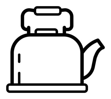 Siyah ve beyaz çaydanlık, sapı ve borusu var.