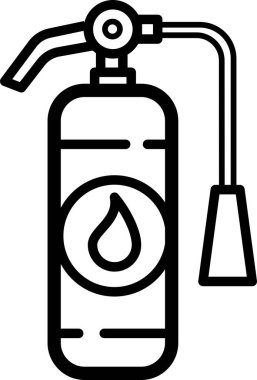 Yangın söndürme ekipmanlarının siyah beyaz çizimi
