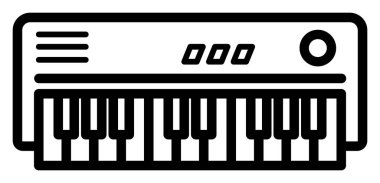 Klavye müzik aletinin siyah beyaz çizimi