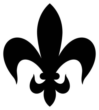 Zarif kıvrımları ve noktaları olan siyah fleur de lis sembolü