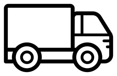 Teslimat kamyonunun siyah beyaz ana hatları.