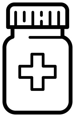 Haçlı ilaç şişesinin basit taslağı.