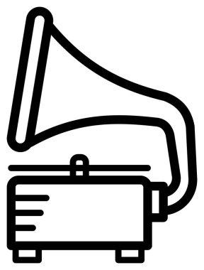 Siyah beyaz müzik çalan klasik gramofon