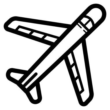 Uçak siluetinin basit siyah beyaz çizimi