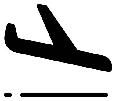 Beyaz arka plana doğru havalanan uçağın silueti