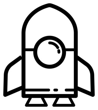 Yüzgeçli basit siyah beyaz roket çizimi