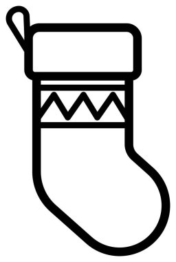 Zigzag desenli Noel çorabının basit taslağı