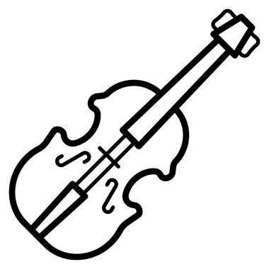 Keman enstrümanının siyah beyaz çizimi