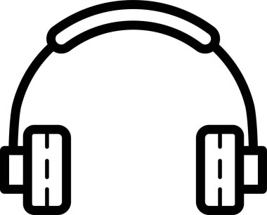 Beyaz arkaplandaki kulaklıkların siyah beyaz çizimi