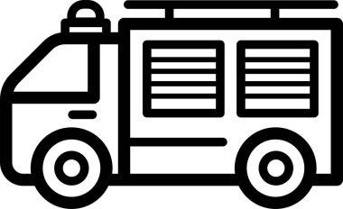 İtfaiye aracının siyah beyaz çizimi