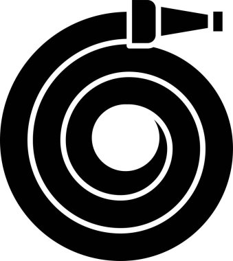 Sarmalanmış bahçe hortumunun siyah beyaz çizimi